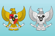garuda Pancasila symbol icon coloring and black white