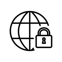 Canvas Print - globe lock line icon logo vector