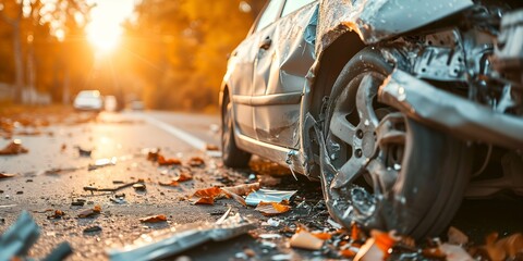 Wall Mural - Car accident on the road. Car crash on the road. Auto insurance concept, car crash, accident