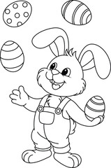 Wall Mural - Easter Bunny juggler coloring page