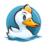 Fototapeta Dinusie - Cartoon Style Duck Logo Illustration No Background Perfect for Print on Demand