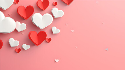 Wall Mural - red hearts background