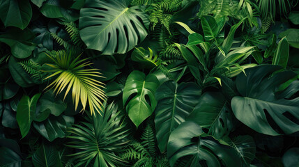 Nature leaves, green tropical forest, background concept