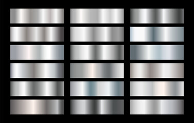Metal surface finishing texture realistic icons collection. Silver background texture vector icon seamless pattern. Light, realistic, elegant, shiny, metallic and silver gradient illustration. 