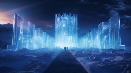Wall Mural - crystal labyrinth a mazelike glass-walled structure