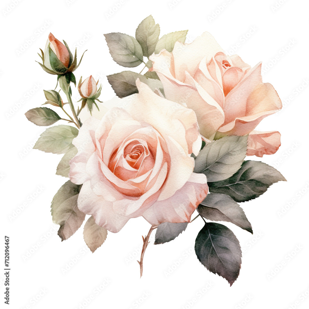 Watercolor Pink Flowers Clipart. Pink Roses PNG, Floral Bouquets ...