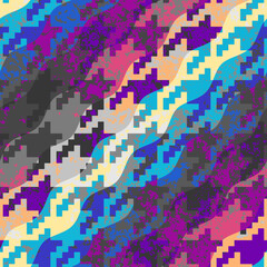Aufkleber - Abstract seamless pattern. Diagonal plaid pattern. Retro grunge effect. Vector image.