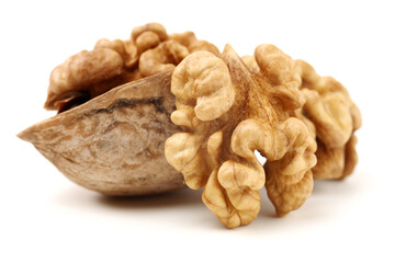 Wall Mural - walnuts on a white background