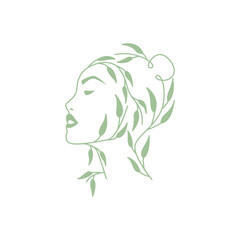 Wall Mural - female leaf logo design vector image