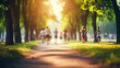 © Aura - blurred background of people walking and running at park outdoor