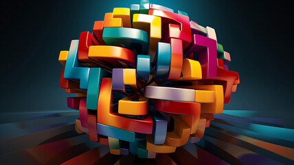 Wall Mural - geometric abstract puzzle master an abstract geometry concept