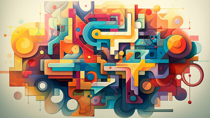 Wall Mural - geometric abstract puzzle master an abstract geometry design