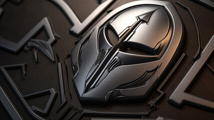 Wall Mural - Metallic Emboss Armor Gamer A metallic embossed logo warrior