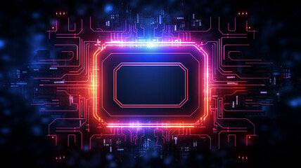 Wall Mural - neon sign cyber circuit a neon sign style logo concept