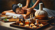 Tranquil Spa Experience with Woman Receiving Back Massage
