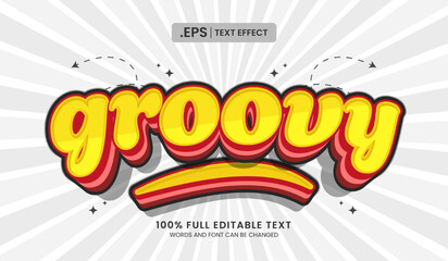 Wall Mural - design editable text effect, groovy 3d concept vector illustration