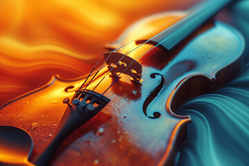 Poster - Vibrant color waves flowing from a classical violin, symbolizing the melody.