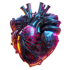 Cyberpunk Retro Futuristic Heart with Neon Lights