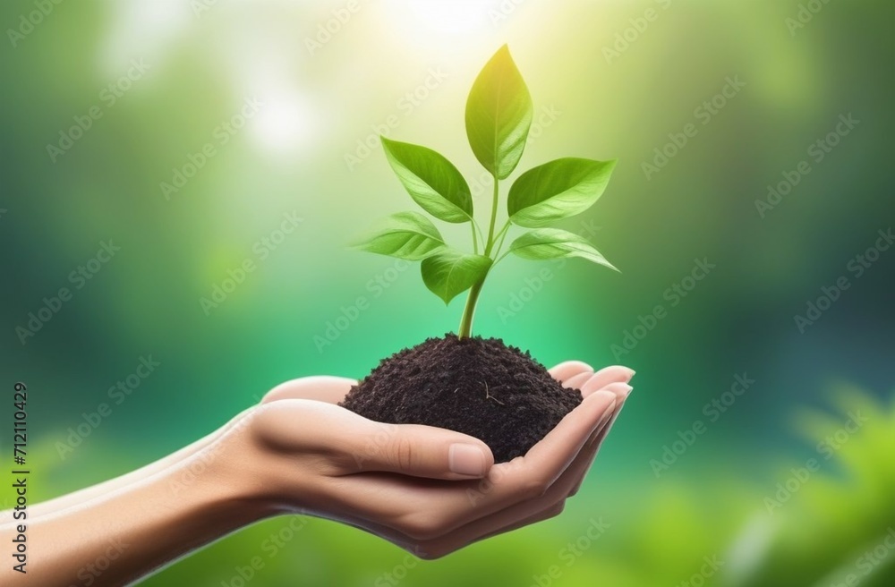 hand holding young plant .concept eco earth day Stock Illustration ...