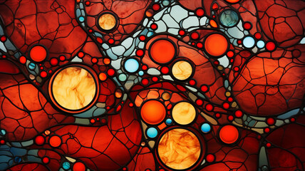 Wall Mural - Stained Glass Blood Cells A stained glass design