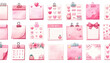 watercolor pink memo list items with cute faces and floral designs, perfect for organization and scrapbooking themes.