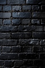 Wall Mural - black brick wall, dark background for design