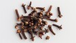 clove spice isolated on a white background. The view from top.