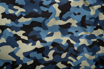 Wall Mural - arctic marine blue army camouflage tarp texture , camo fabric background