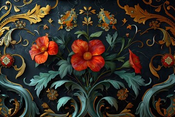 Wall Mural - beautiful elegant floral pattern in a classical style