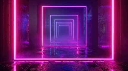 3d render, abstract futuristic ultraviolet background with cyber screen and glowing neon lights