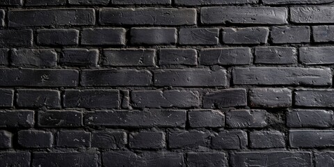 Wall Mural - black brick wall, dark background for design