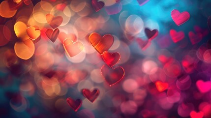 Wall Mural - Blurred hearts. Valentines day background