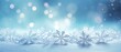 © Crazy Juke - Crystal snowflakes on snow, forming a Christmas and winter background, set against a natural snowdrift close-up with an abstract blue lighting blurred background, Ai Generated.