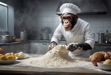 Happy Chimpanzee Pastry Chef. AI Generated