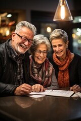 Wall Mural - Senior couple discussing their will and estate planning with a lawyer, Generative AI