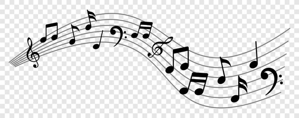waves of musical notes and songs