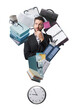 © stokkete - Businessman and office supplies arranged in the shape of question mark