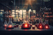 Potions, old book and candles on alchemist's table Magic and wizardry concept. Set of sorcery book and magic potion. Alchemy and concept. transparent background Generative Ai