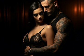 Wall Mural - Intimate tattooed couple