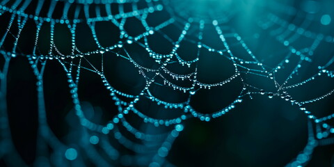  texture of cobwebs and intricate shapes covered with dew.Generative AI