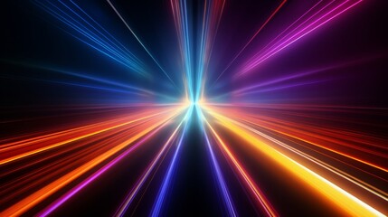 Wall Mural - vibrant neon light trails in tunnel - luminous abstract background illustration