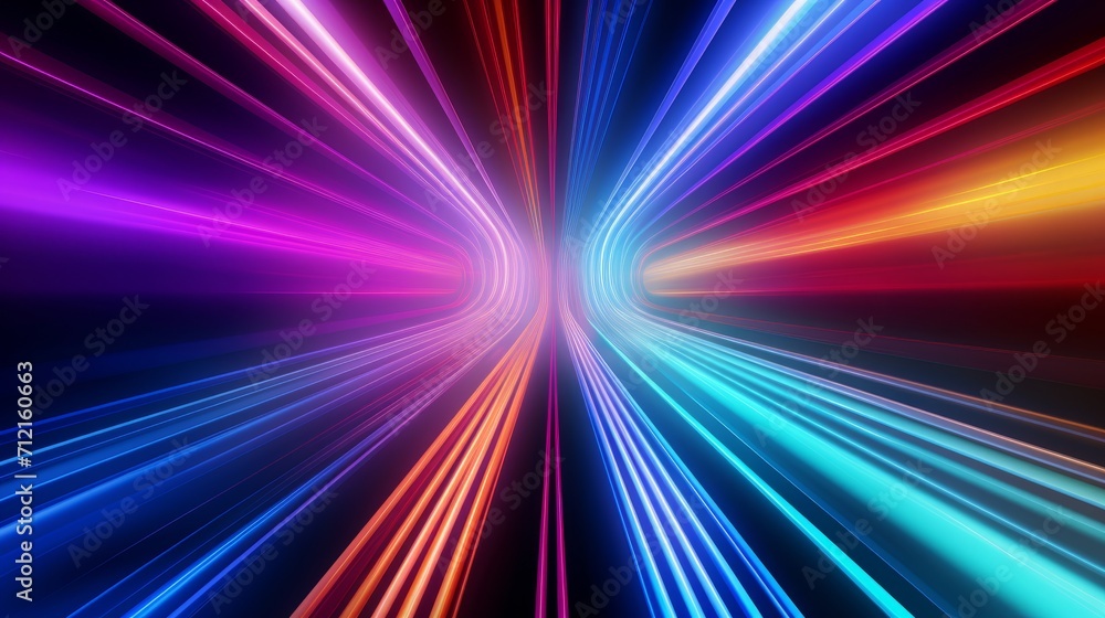 Vibrant neon light trails in tunnel - luminous abstract background ...