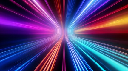 Wall Mural - vibrant neon light trails in tunnel - luminous abstract background illustration
