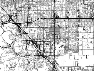 Vector road map of the city of  Chino  California in the United States of America with black roads on a white background.