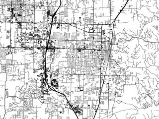 Vector road map of the city of  Rogers  Arkansas in the United States of America with black roads on a white background.