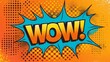 © TensorSpark - A vibrant, comic book-style illustration featuring a bold, attention-grabbing speech bubble with the word WOW in capital letters, often used to express surprise or amazement in pop art designs.
