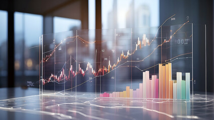 financial graphs with blurred background