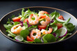 Fresh delicious salad with shrimp