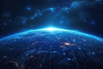 Wall Mural - futuristic blue earth background