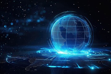 Wall Mural - earth blue technology information dark blue